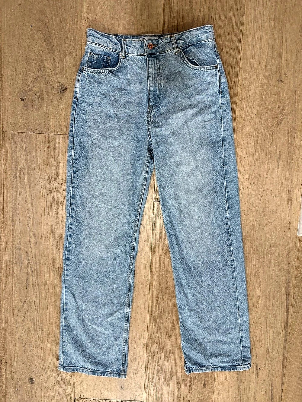Zara Hi-Rise Straight Jeans (Z1975) light blue